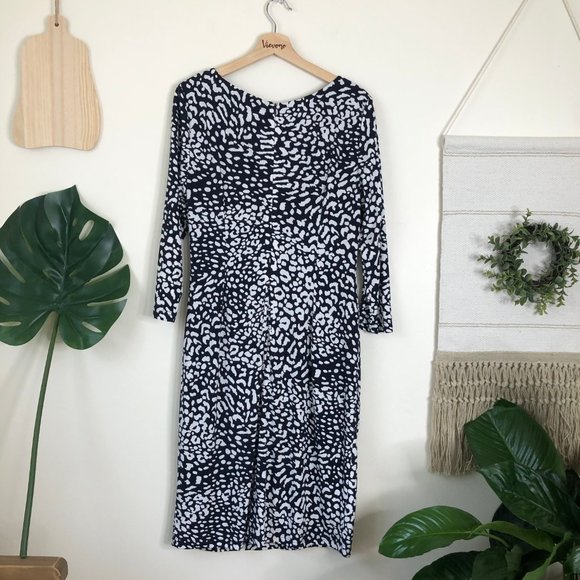 Adriana Papell | Navy & White Leopard Print Sz. 14 - Picture 14 of 14